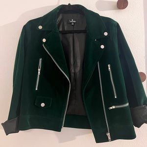 Lulus forest green velvet moto Jacket